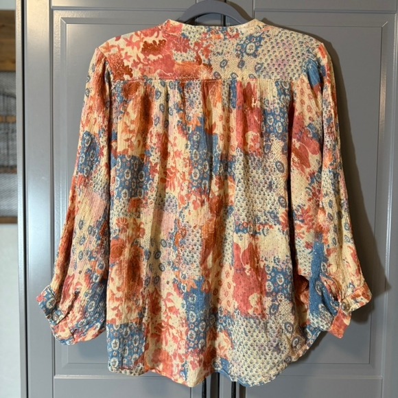 Pilcro Anthropologie Sidney Floral Print Batwing Button Down Blouse, Multi,S - Picture 7 of 14